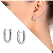 Resim Gümüşhediyeal Starlight Diamond Mikro Zirkon Taşlı "U" Tasarım 925 Ayar Gümüş K 