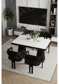Resim Avvio Veroni Lake Mdf Ayak Tokyo Demonte Sandalye 80x120 Yemek Masası Mutfak Masası 4 Kişilik Beyaz 