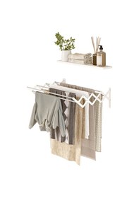 Resim Akordiyon 70cm Çamaşır Kurutma Askısı Duvara Monte Katlanabilir Kurutmalık Banyo Balkon Beyaz Beyaz 