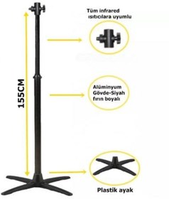 Resim handanca Soba Ayağı Ufo,Kumtel Istıcı Ayağı Alüminyum 155cm-Siyah 