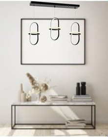 Resim TT AYDINLATMA Tt006-3s-sy Minyon Modeli (Sarı Işık Led) 3 Lü Mat Siyah Sıralı Led Avize Siyah 80 x 65 