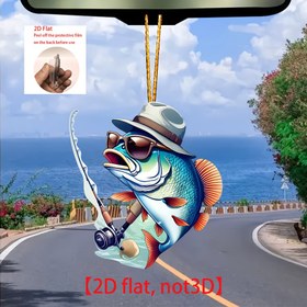 Resim [2D Düz] 1 adet 8cm 2D Akrilik Balıkçılık Kolyesi, Gözlük, Araba, Sırt Çantası ve Anahtarlık - Balıkçılık ve Açık Hava Tutkunları için Renkli 3D-Stillü Dekorasyon, Açık Hava Dekorasyonu | Canlı Kolye | Dayanıklı Plastik, Balıkçılık Aksesuarları 