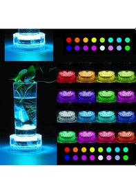 Resim LED IŞIKLI BARDAK ALTLIĞI RGB SUBMERSİBLE LED LİGHT IP68 REMOTE CONTROL 16 COLORS SU GEÇİRMEZ DEKOR DİSK IŞIK RGB KUMANDALI RENKLİ LED IŞIK Çok Renkli 