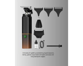 Resim Zero Land Nrzsnt Erkekler Için Şarjlı 3’ü 1 Arada Trimmer Seti – Güçlü Motor, Sessiz Çalışma 