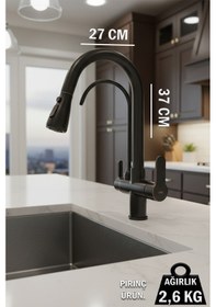 Resim 0650 Arıtmalı Spiralli Mutfak Bataryası Siyah Beyaz Krom Gold Renk Siyah 