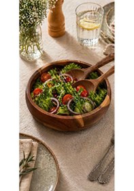Resim Akasya Kase 25 Cm- Akasya Büyük Boy Kase Ve Sunumluk-mien Akasya Salata Kasesi 25 Cm Kahve Tonları 