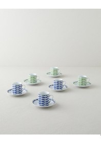 Resim English Home Nixie Flowery Porselen 12 Parça 6 Kişilik Kahve Fincan Takımı 80 Ml Yeşil-mavi Yeşil-mavi 