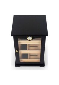 Resim 3 Raflı Puro Kutusu Humidor Kabinet Siyah 150's 