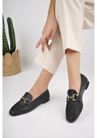 Resim Muggo Liza Garantili Metal Tokalı Kadın Loafer Günlük Ayakkabı 001 