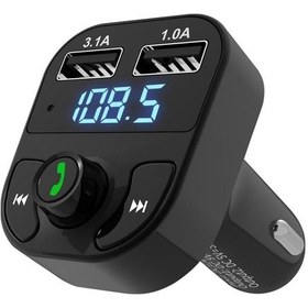 Resim Carx8 Araç Fm Transmitter Bluetooth Çakmaklık Girişli Usb Sd Kart 