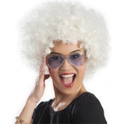 Resim Kuzgun Ticaret Beyaz Renk Kıvırcık Afro Bonus Peruk 