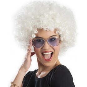 Resim Kuzgun Ticaret Beyaz Renk Kıvırcık Afro Bonus Peruk 