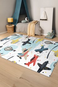 Resim azizhomeconcept Çocuk Odası Halısı, Makinada Yıkanabilir, Kaymaz Dokuma Taban, Şönil Kumaş, Eğlenceli 