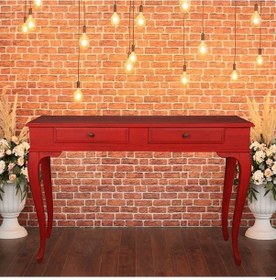 Resim Roys Ahşap 100 Cm Çekmeceli Kırmızı Eskitme Dresuar Kırmızı 