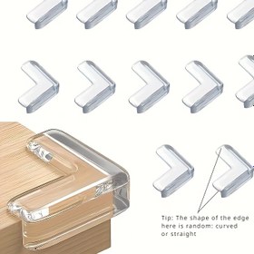 Resim 12 adet Şeffaf Güvenlik Köşe Koruyucuları - Masa, Mobilya ve Cam Dolaplar için Yüksek Yapışkan Jel - PVC-Free, Donanım Koruma, Rastgele Kavisli veya Düz Kenarlar, Mobilya Güvenlik | Şeffaf Koruyucular | PVC-free Malzeme, Mobilya Köşe Koruyucuları 