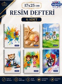 Resim andelart Resim Defteri Spiralli Karton Kapak 15 Yp 17x25 6 Adet 