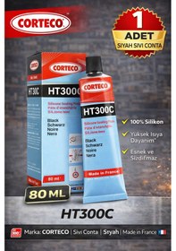 Resim Corteco Ht300c Siyah Sıvı Conta Silikon 300 C 80 Ml Yüksek Isı Dayanımlı Motor Conta Silikonu 