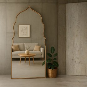 Resim Marakeş Dekoratif Boy Aynası - 154 x 89 Cm / Krom / Gün Işığı LED 