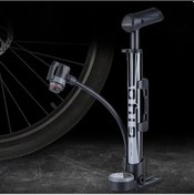 Resim Vkemall Alüminyum Altyapı Çift Valfli Yüksek Basınçlı Mini Hava Pompa - 120 Psı Baskül İle 360 Döner Hortum Gümüş 