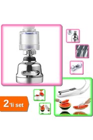 Resim HerEveOyuncak Karpuz Dilimleme Bıçağı + 360 Derece Oynar Filtreli Krom 3 Fonksiyonlu Musluk Başlığı - 2li Set C7T5 