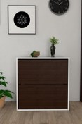 Resim Moonlife 2 Kapaklı Kayar Raflı Ayakkabılık Ceviz 