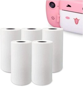 Resim YNT İthalat Çocuk Kamera Baskı Kağıdı, 5’li Rulo 57x25mm Çekirdekli Fotoğraf Baskı Termal Kağıt Rulo 
