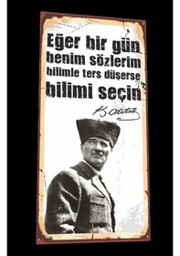 Resim Mustafa Kemal Atatürk Sözleri mini retro ahşap poster-5 