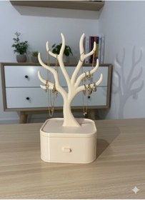 Resim Takı Standı Ağaç Tasarımlı Çekmeceli Takı Organizer Kolye Bileklik Askılığı Dekoratif 