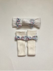 Resim Nis butik Fiyonk Detaylı 2’li Set,bandana Çorap Set Bebek Hediyelik 