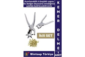 Resim Pratik Delgeç 6 Farklı Başlıklı Döner Kemer Delme Pensesi Perçin Deri Plastik Delici Ikili Set 