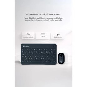 Resim Torima Tmk-08 Siyah Kablosuz Bluetooth Klavye Mouse Seti 