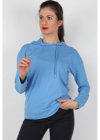 Resim Kadın Kapüşonlu Sweatshirt Mavi 