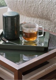 Resim Crate & Barrel Luzern Yeşil Lake Küçük Dekoratif Tepsi, Daniel Humm Tasarımı El Cilalı Ahşap 