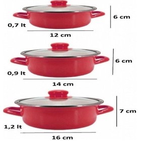 Resim Prestij 6'lı Mini Emaye Tencere Seti Kırmızı, 12/14/16 Cm Renkli 