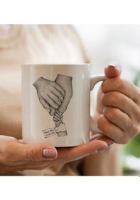 Resim Bk Gift Kişiye Özel Siyah Beyaz Aile El Tasarımlı Beyaz Kupa Bardak -8, Anneye Hediye, Yeni Doğum Hediye Kobitmeyencom30300 Bk Gift 