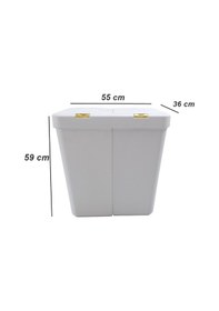 Resim Gold Ikili Dokunmatik Çamaşır Sepeti Çöp Kovası Temizlik Kovası Kirli Sepet 80 Litre-mt009 Altın 
