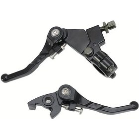 Resim Chuangyinshop Siyah 1 Çift Alüminyum 22mm 7/8" Katlanır Gaz Fren Debriyaj Kumanda Kolu 50cc 110cc 125cc 200cc Dirt Pit Bisiklet 