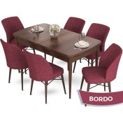 Resim Canisa Concept Aya Serisi 80 x 132 cm Açılabilir Barok Ahşap Desen Mutfak Masa Takımı 6 Sandalye 