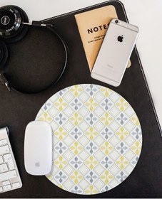 Resim WuW Geometrik Desenli Yuvarlak Kaymaz Taban Mouse Pad 