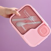 Resim 51oz Büyük Kapasiteli Mikrodalga Uyumlu Yemek Kutusu, Çatal ve Kaşık Dahil (11.51cm & 14.5cm), Dayanıklı Plastik Tasarım, Ofis Çalışanları İçin Pembe Dikdörtgen Bento Kutu | Sızdırmaz Gıda Saklama Kabı, Okula Dönüş Çözümü 