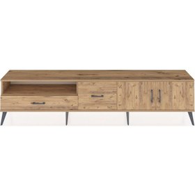Resim Arges Tv Ünitesi 2 Raflı 2 Çekmeceli 2 Kapaklı 220x30x51 Çam-çam Atlas Çam/atlas Çam - Atlas Çam 