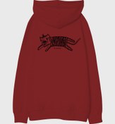 Resim Uykusuz Kaplan Viskili Oversize Unisex Kapüşonlu Sweatshirt 