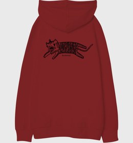 Resim Uykusuz Kaplan Viskili Oversize Unisex Kapüşonlu Sweatshirt 