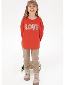 Resim U.S. Polo Assn. Kız Çocuk Nar Çiçeği Bisiklet Yaka Sweatshirt 50298159-VR239 
