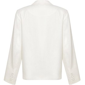 Resim Burn Organik Keten Ceket Kırık Beyaz - L/XL / Siyah 