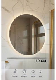 Resim Magma Antrasit 50 Cm, Led Aynalı, Banyo Dolabı Seti, Seramik Lavabo Dahil, Mdf, Led'li Beyaz 