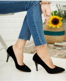 Resim Demashoes Kadın Siyah Süet Stiletto Topuklu Ayakkabı 