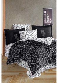 Resim Optimum Pamuk Saten Çift Kişilik Nevresim Takımı Siyah Siyah 