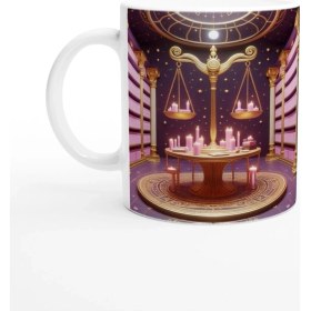 Resim Terazi Burcu Baskılı Kahve Kupası - Zodyak Kütüpanesi Vs1 