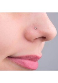 Resim Cerrahi Çelik Silver Renk Tek Taş Burun Piercingi Nostril Screw Ç Renkli 